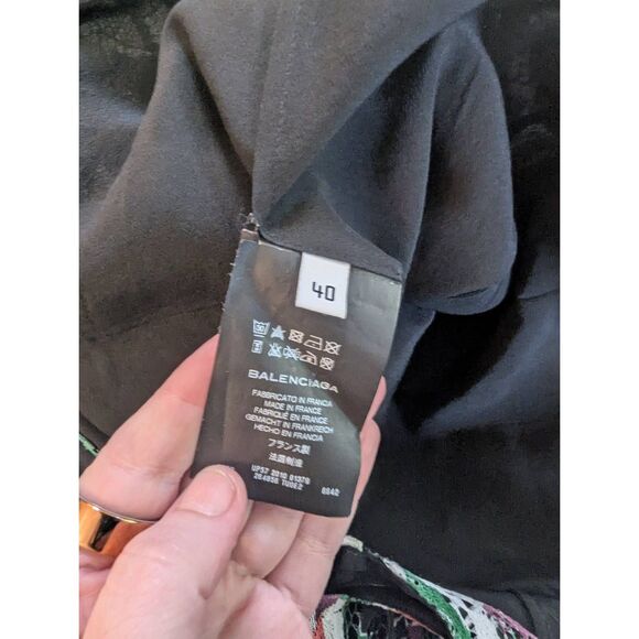 Balenciaga Multicolor Lace Shift Dress Geometric Pattern Silk Slip Size 8-10 M - Picture 8 of 9